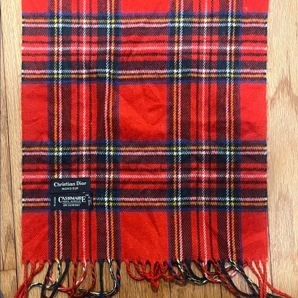 Dior Red Taratan Scarf